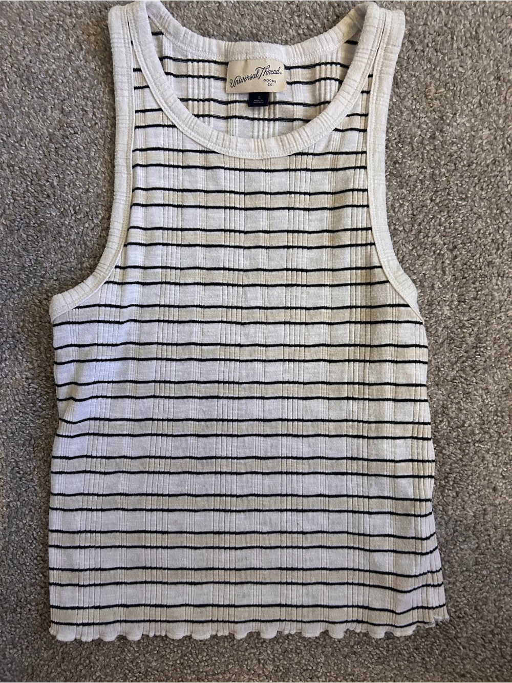 Universal Thread White Tank Top with Black Stripes